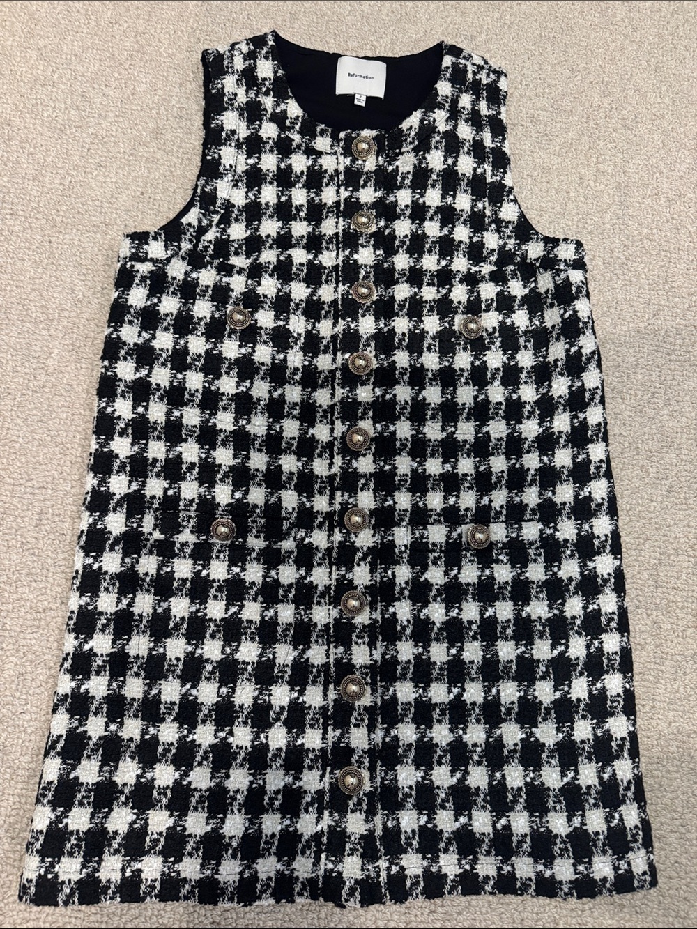 Reformation black and white dress